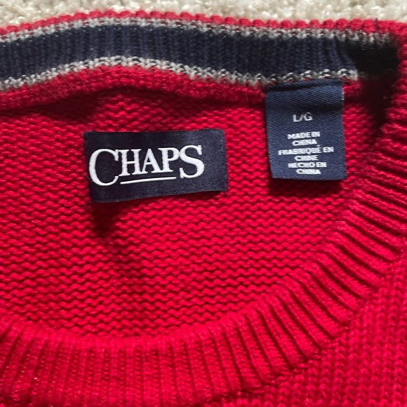Men's CHAPS Cotton Knit Crew Neck Long Sleeve Sweater Red - Size Large - Picture 2 of 5